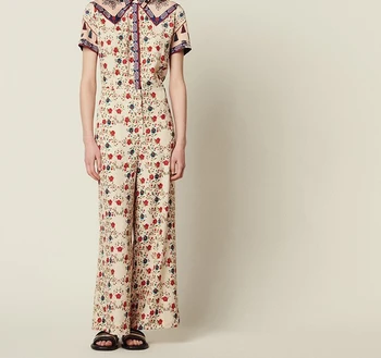

Women Jumpsuit 2019 Spring and Summer New Style Lapel Short Sleeve Women Printed Jumpsuit