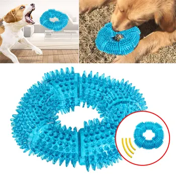 

TPR Dog Squeaky Chew Toys For Aggressive Chewers Dental Teeth Mouth Cleaning Training Ring Toys 5.12 Inches