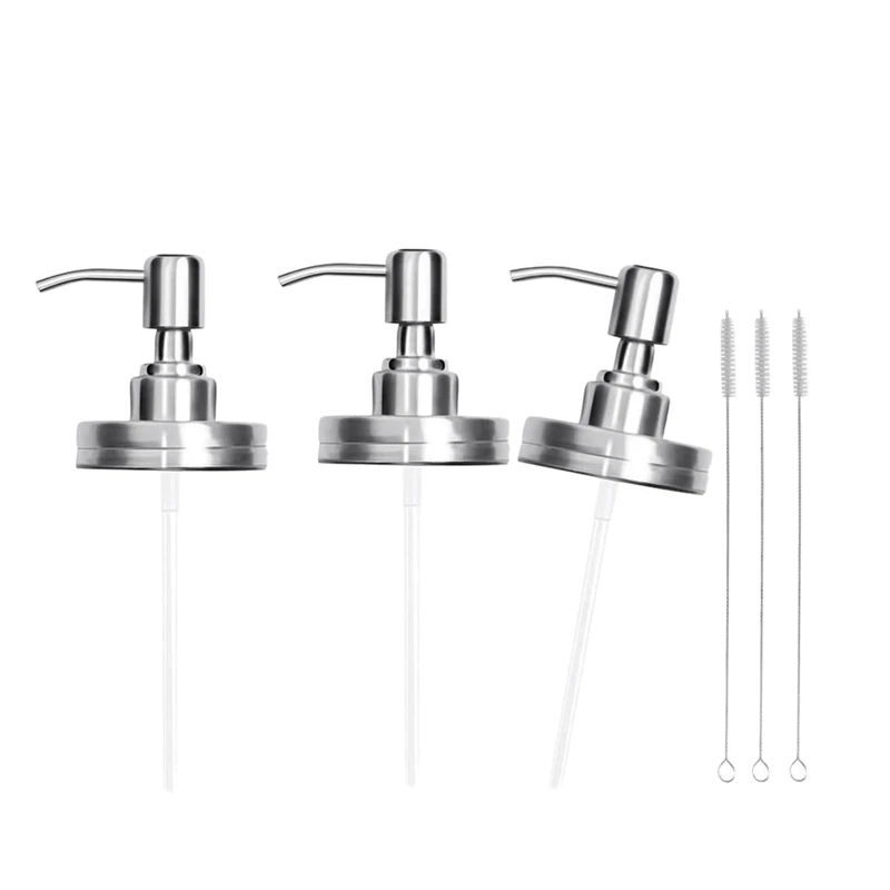 Soap Dispenser Lids 3 Pack Stainless Steel Mason Jar Pump Rustproof Bathroom Accessories | Дом и сад