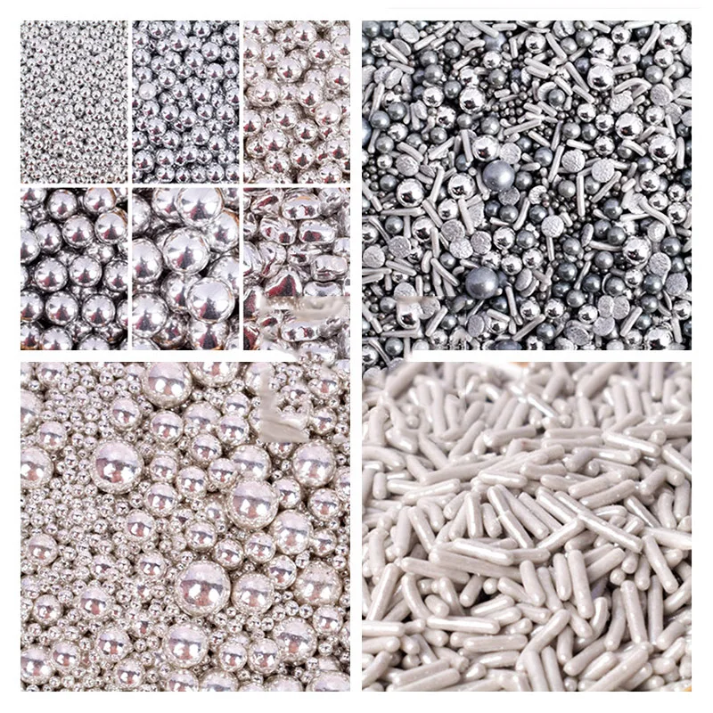 

500g Silver Heart Sprinkles Sugar Pearls Jimmies Pastel Cake Decorating Tools For Baking Dessert Sparkling Sugars