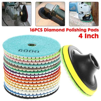 

4" Wet/Dry Diamond Polishing Pad with Backing Pad Flexible Grinding Discs For Granite Marble Stone Floor Auto Car Polisher Pads