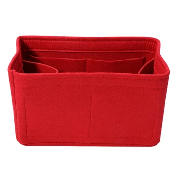 

Home Storage Bag Felt Insert Bag Makeup Organizer Inner Purse Portable Cosmetic Bags Storage Red Storage S
