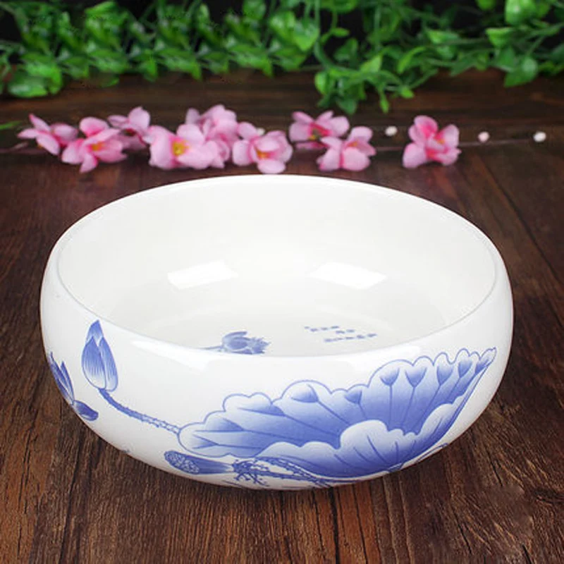 Chinese Kung Fu Tea Wash Bowl, Multifunctional Flowerpot, Ceramic Tea Ceremony Accessories, Exquisite Teaware, 8 "Flowers
