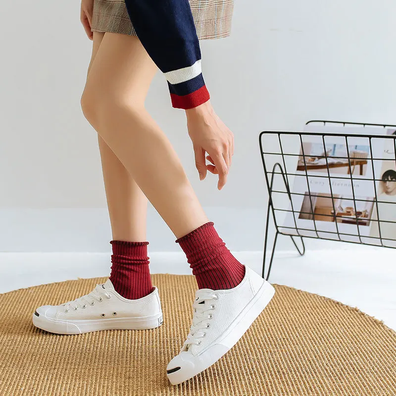 Toe Short Socks Women Girl Cotton Striped Patchwork Colorful Fashion Sweat-Absorbing Harajuku 5 Finger Happy Socks 4 Seasons