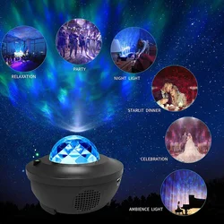 Projecteur d'Étoiles, Ciel Étoilé, Vagues de l'Océan,Nébuleuse, Lampe avec Haut Parleur, Bluetooth, pour Décor de Chambre à Coucher, Cadeaux pour Enfants et Adultes 