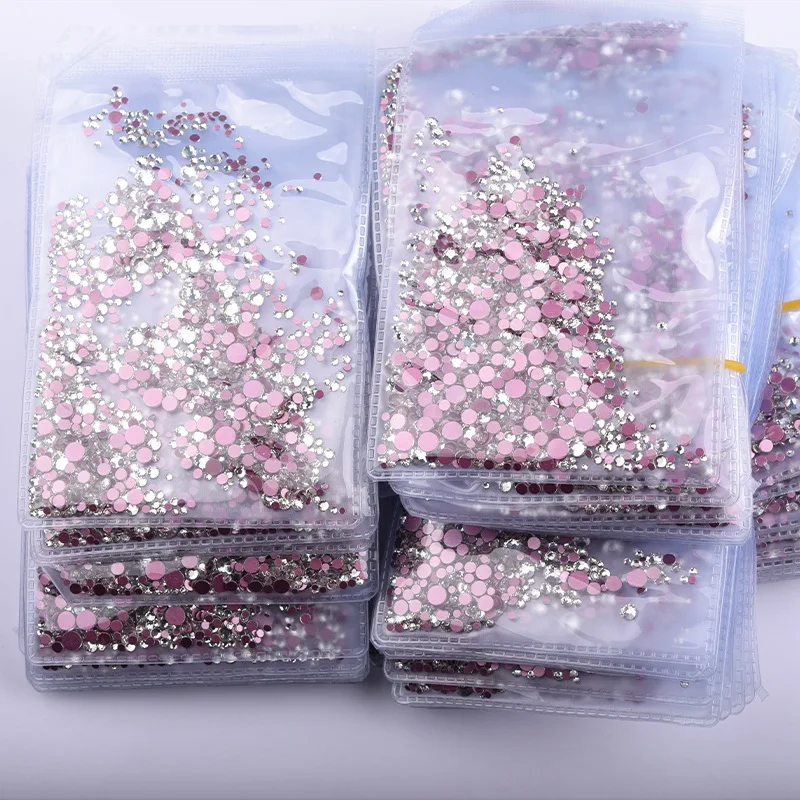 

Nail Art Rhinestone Ab White Crystal 1440pcs/bag Shining Non Hotfix Flatback Rhinestone Decorations for Nails SS3-SS20 Stone