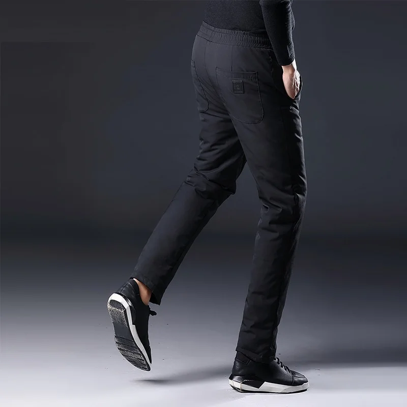Winter Mens 90% White Duck Down Pants High Quality Slim Straight Snow Pants Warm Down Padded Trousers Male Outerwear PT-361