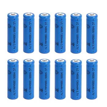 

10/12 pcs high capacity Lithium battery AA 14500 1300mah 3.7V rechargeable battery LED flashlight