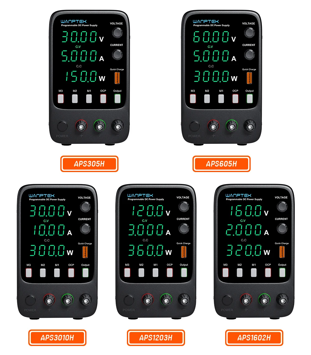 Wanptek-Fonte de Alimentação DC Ajustável, Tela Digital