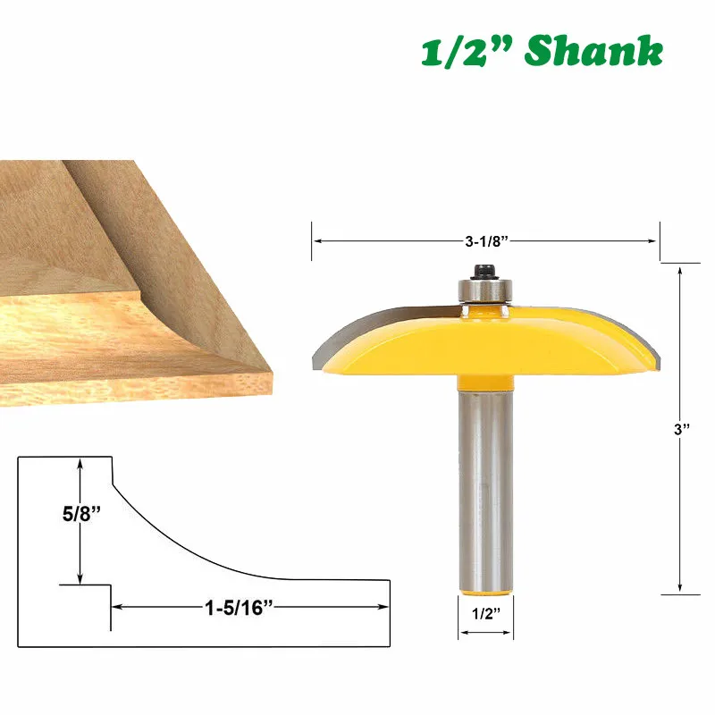 

1pcs 12MM 1/2" Shank Milling Cutter Woodwork Raised Panel Router Bit Cove Door Woodworking Cutting Tenon For Wood Tools MC03128