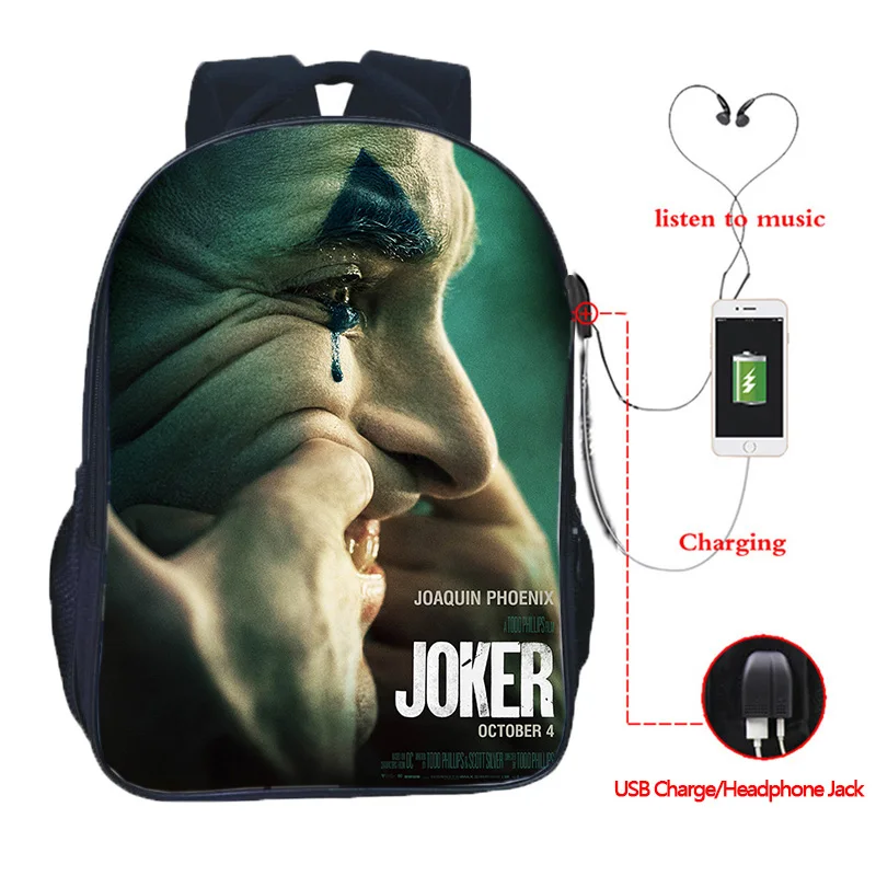 16 дюймов Высокое качество Joker USB зарядка школьные сумки студенческий школьный
