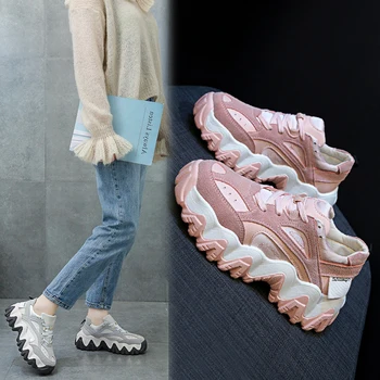 

Women's Chunky Sneakers Fashion 2020 New Women Platform Shoes Lace Up Vulcanize Shoes Womens Female Running Trainers Dad Shoes