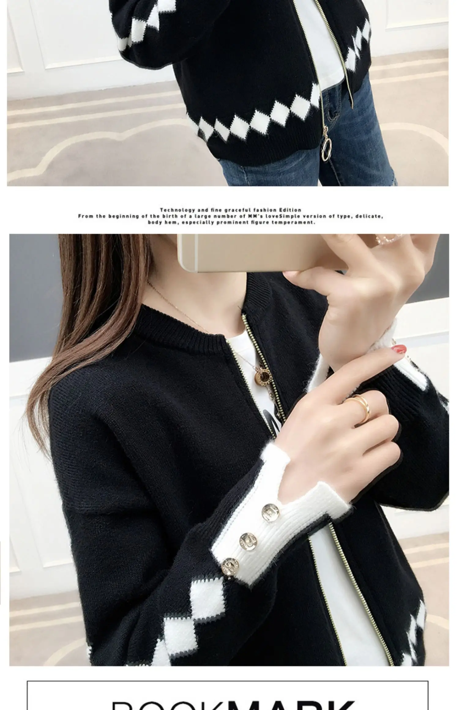 Женский свитер, джемпер, Вязанная женская куртка, новинка весны, Свободный кардиган, Корейская версия бейсбольной одежды Baitao
