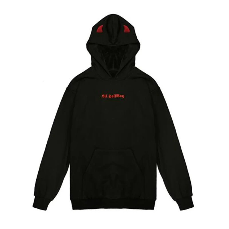 Letter Hooded Hoodies Sweatshirt Devil Wing Gothic Hoodies Women Oversized Streetwear Stranger Thin
