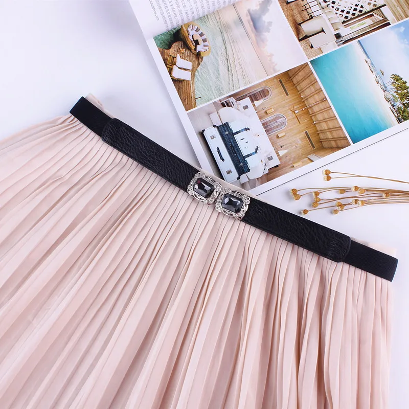 AWAYTR Large Rhinestone Belts Navy Blue 
