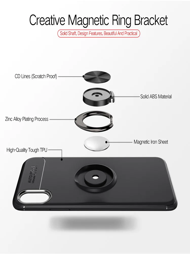 Вращающийся на 360 ° кольцевой Кронштейн Автомобильный Магнитный чехол для iPhone 11 Pro Max Xs Max Xr X 8 7 6 Plus противоударный мягкий бампер