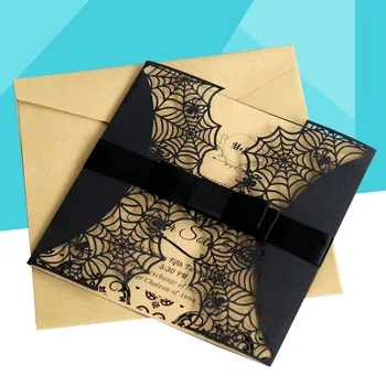 

10pcs Cards Scared Silly Spiderweb Notification Letter Envelope Invitation Card for Guest