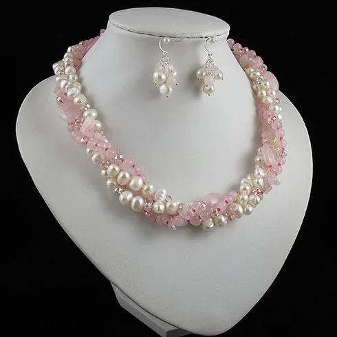 Charming Terisa Pearl Jewelry Set Pink 
