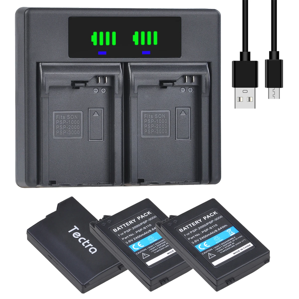 

3 упаковки 2400 мАч для SONY PSP-S110, запасной аккумулятор для консоли PSP2000 PSP3000, контроллер геймпада с двойным зарядным устройством