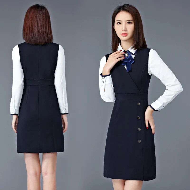 

OL Shirt Jumper Dress Two-Piece Set Work Clothes Commuting Set