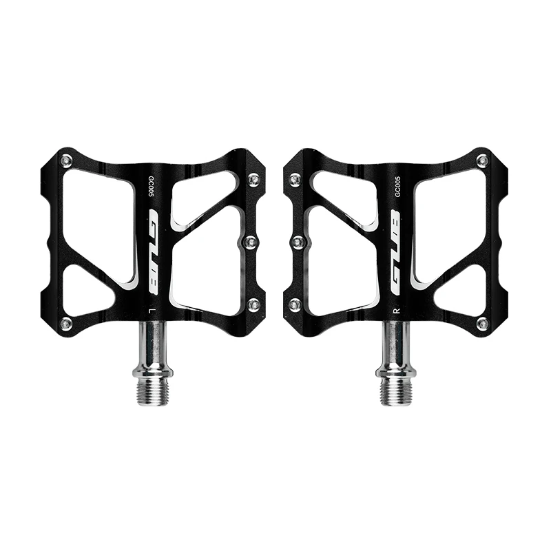 Черный GUB GC-005 велосипедные педали 2 подшипники широкие Нескользящие авиационные алюминиевые педали велосипедные из сплава ультра тонкий дизайн педаль MTB складной велосипед - Цвет: Черный