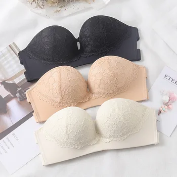 

Strapless Nudebra GIRL'S Non-Steel Ring Small Bust Gathering Thick Beauty Back Anti-slip Seamless Bra