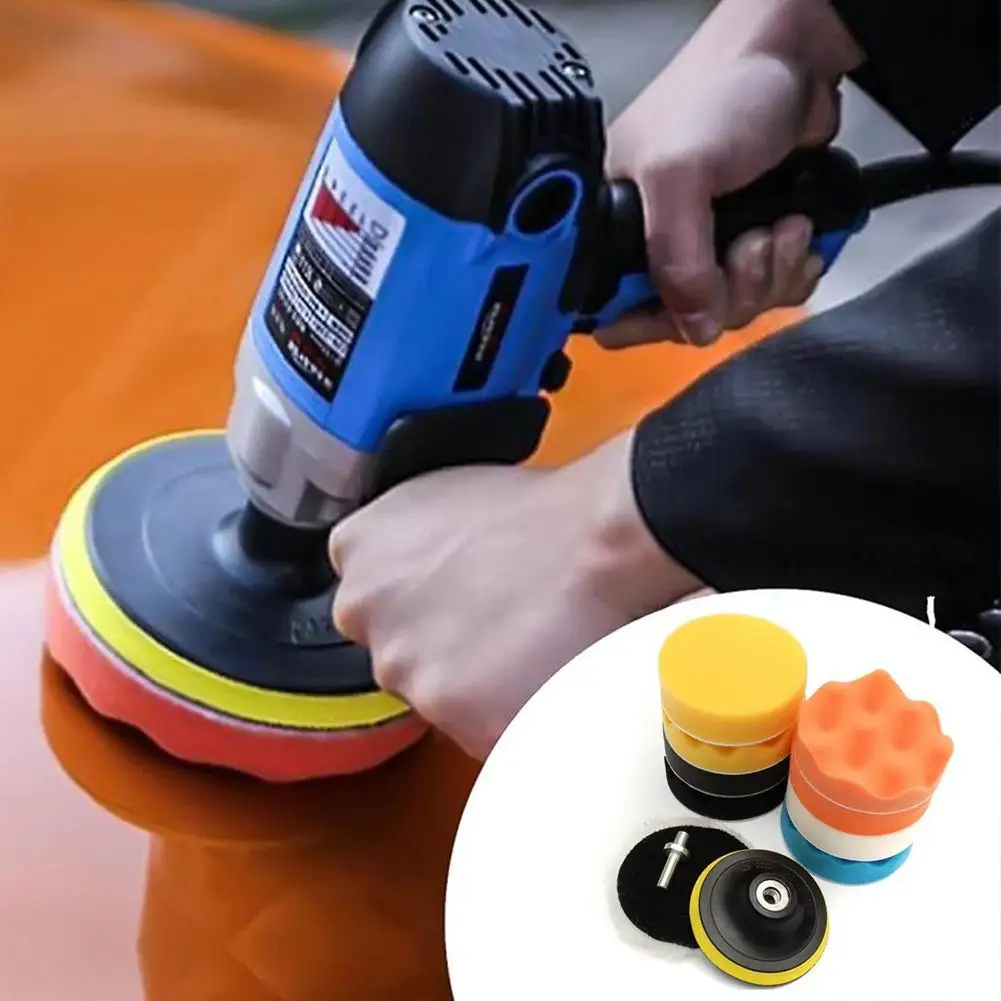 11pcs/set Car Polishing Pad 3-inch Polishing Disc Self-adhesive Waxing Set Sponge Wool Wheel For Waxing Polishing Sealing Glaze