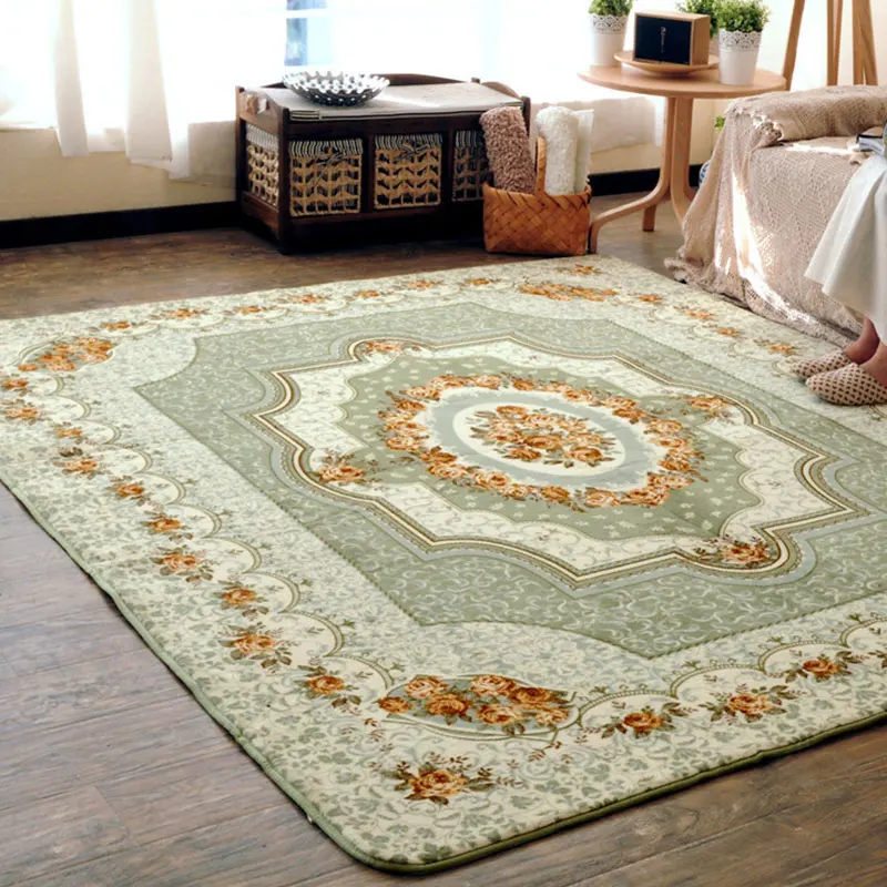 Rose Green Ковровые Коврики для гостиной Европейский Стиль Прямоугольный напольный коврик диван мягкий современный дом - Цвет: Rose Green