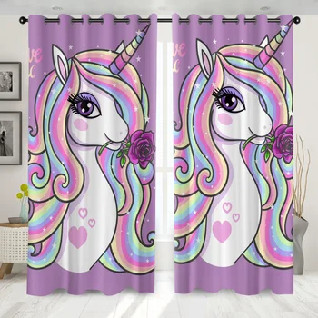 

SOFTBATF Cartoon Unicorn Digital Printing Blackout Curtains for Bedroom Living Room Kitchen Treatment Room Dropshipping