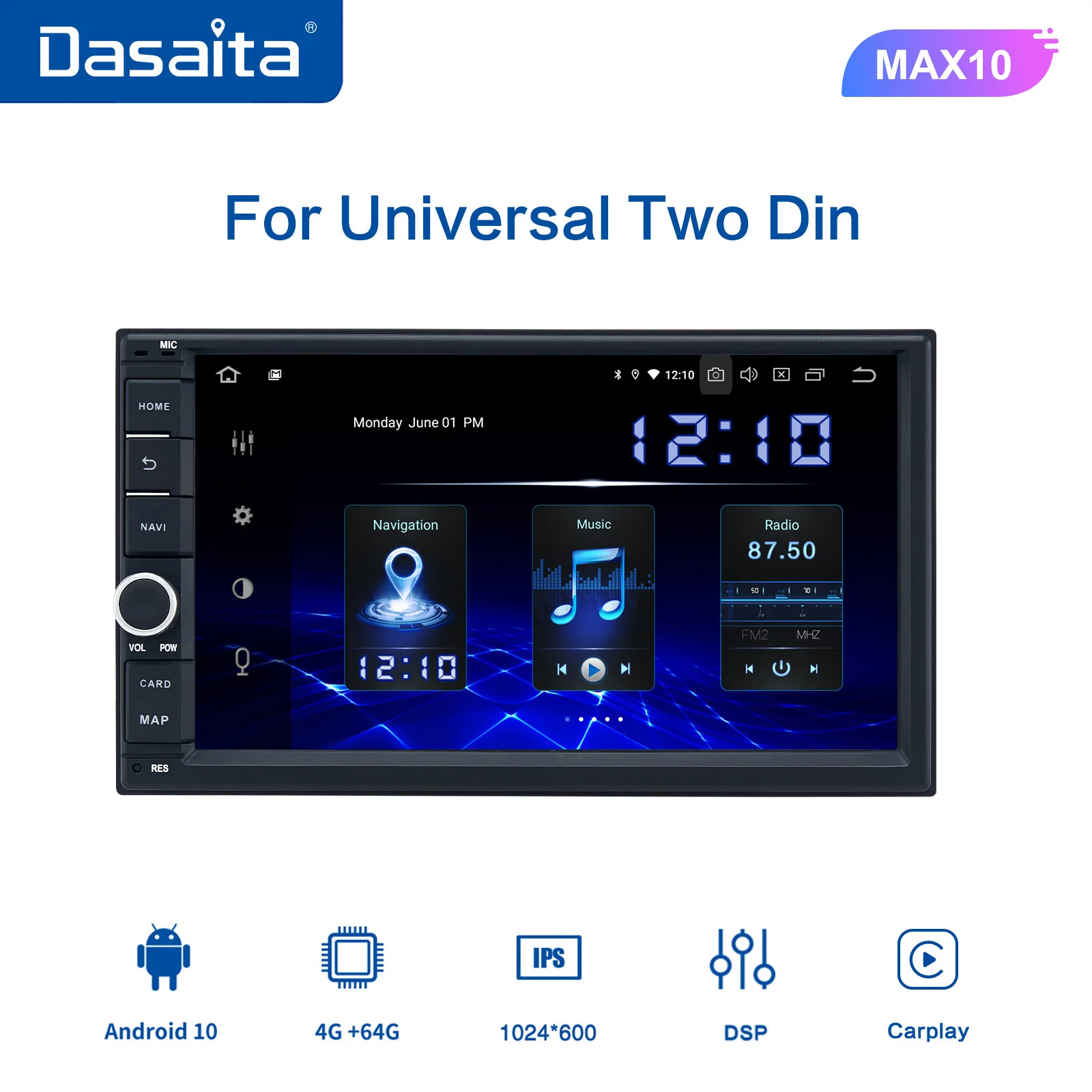 Автомобильная магнитола Dasaita универсальная стереосистема на Android с 7 &quotэкраном GPS