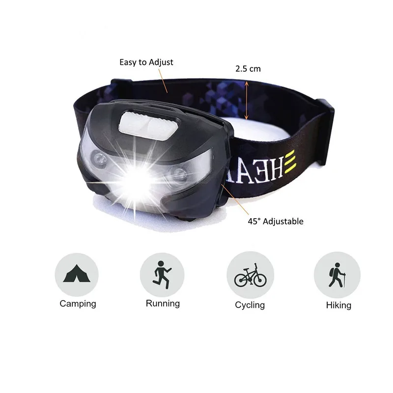 

5W XPE Brightest Running Headlamp Body Motion Sensor 5 Modes Bike Led Light Waterproof Rechargeable Head Torch Bike Led Light