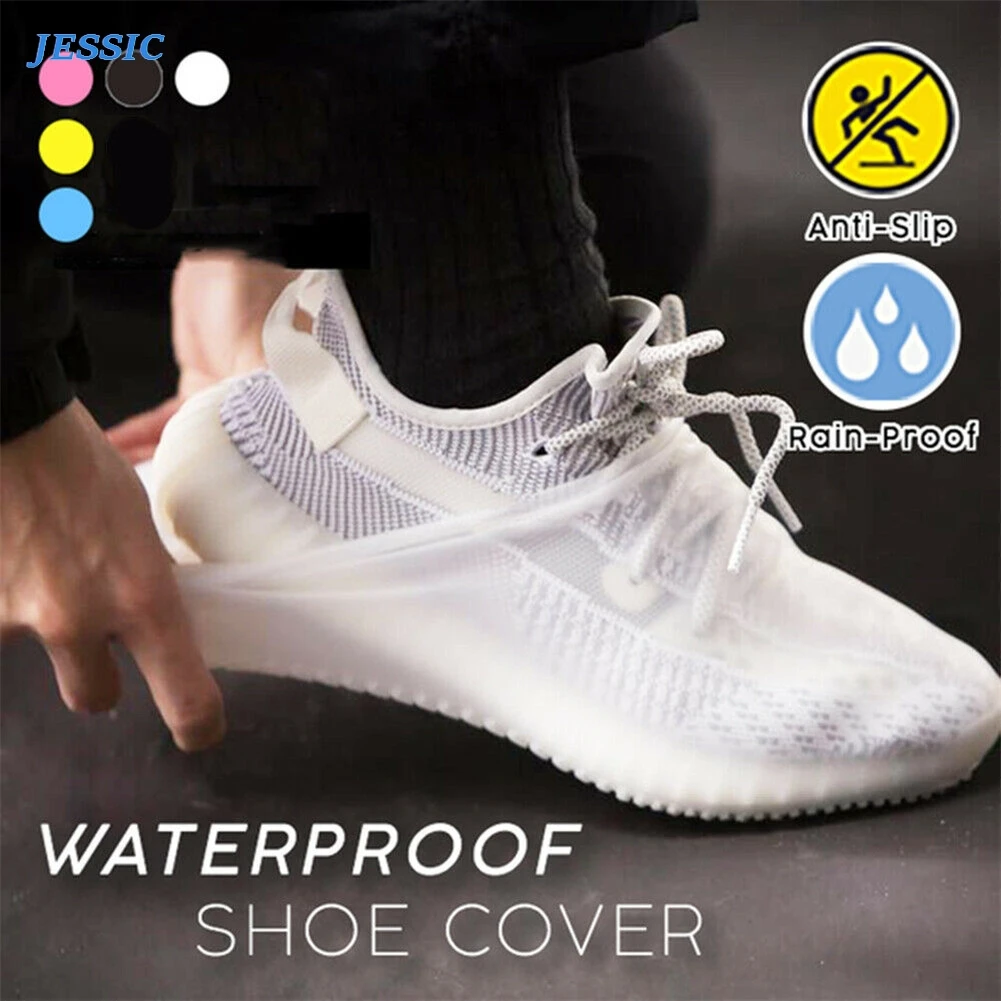 

JESSIC New Waterproof Shoe Covers Cycling Rain Reusable Silicone Elastic Anti-Slip Protection For Outdoor