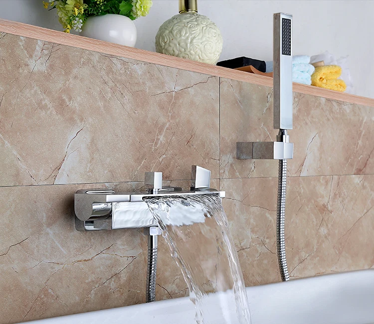 

Waterfall brass chrome bathroom shower faucet two functions cold hot water bathroom mixer faucet
