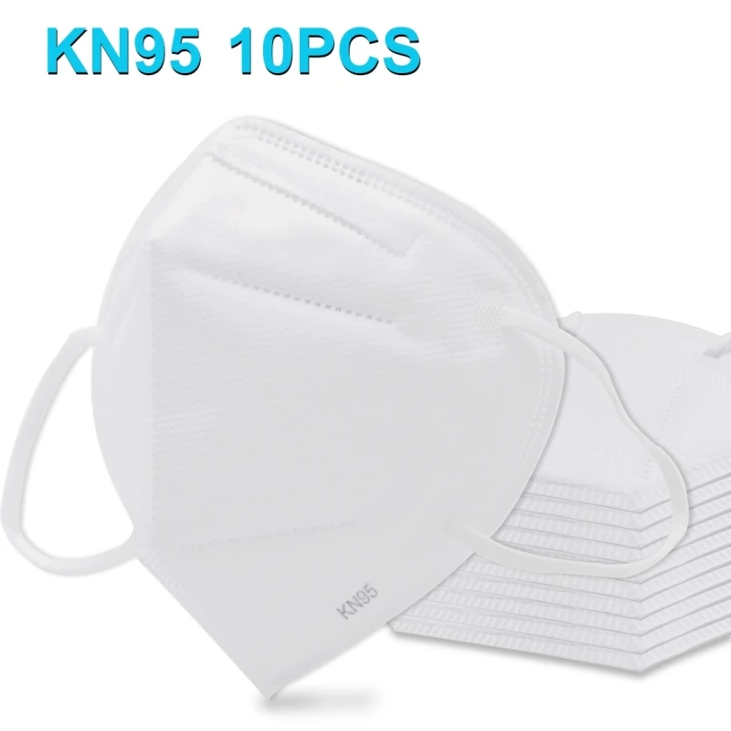 

10 PCS KN95 Face Mask White 4-layer Anti-fog Breathable Respirator Dustproof Protection Antiviral Foldable Earloop Face Mask