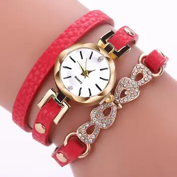 

Fashion Rhinestone Bracelet Watch Multi Layer Leather Women Quartz Watches