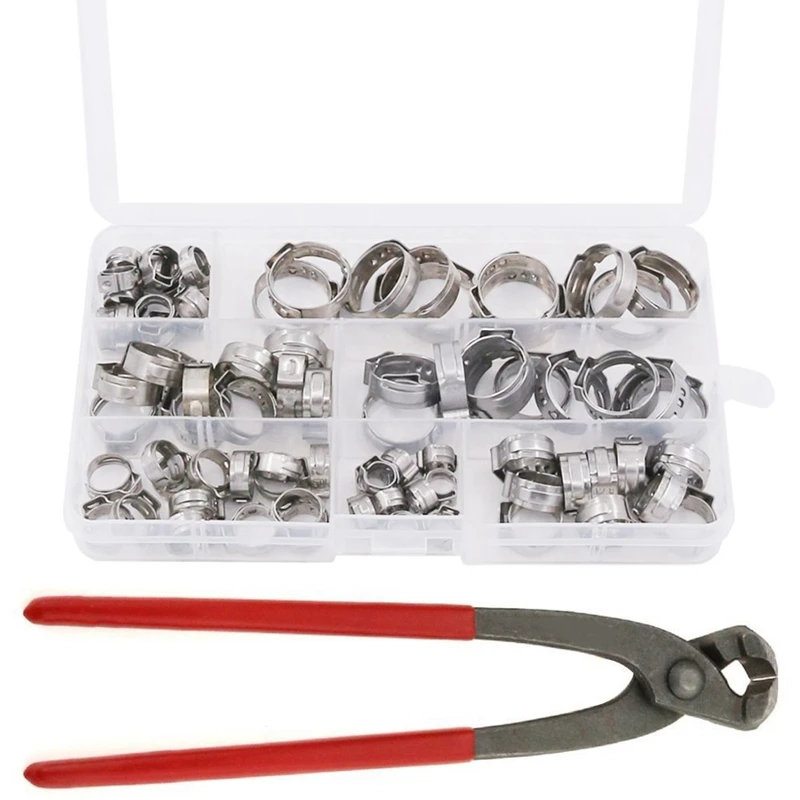 BMBY-80Pcs нержавеющая сталь одно ухо бесступенчатый хомут с пинцетами