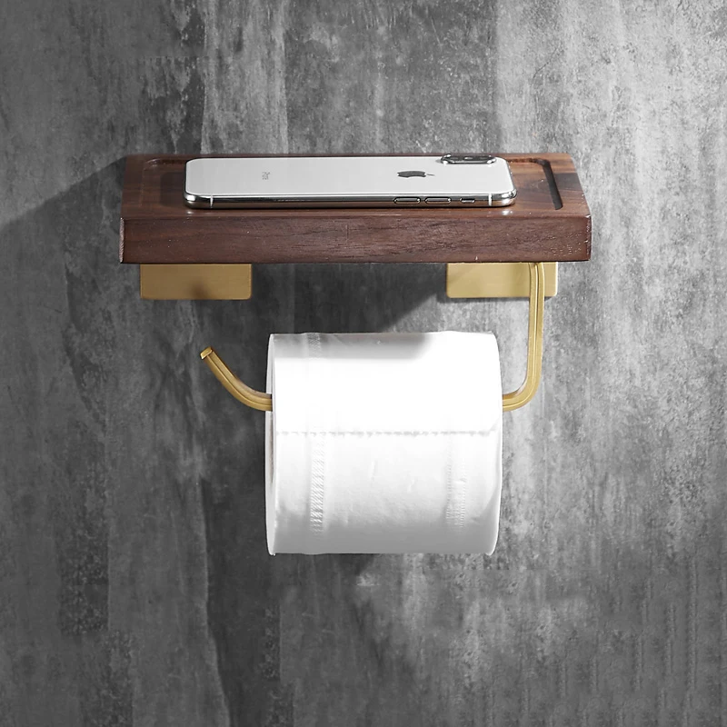 1 Piece Nordic Retro Wall Mounted Wooden Toilet Paper Holder, Holder For Bathroom Decor brown 高級な
