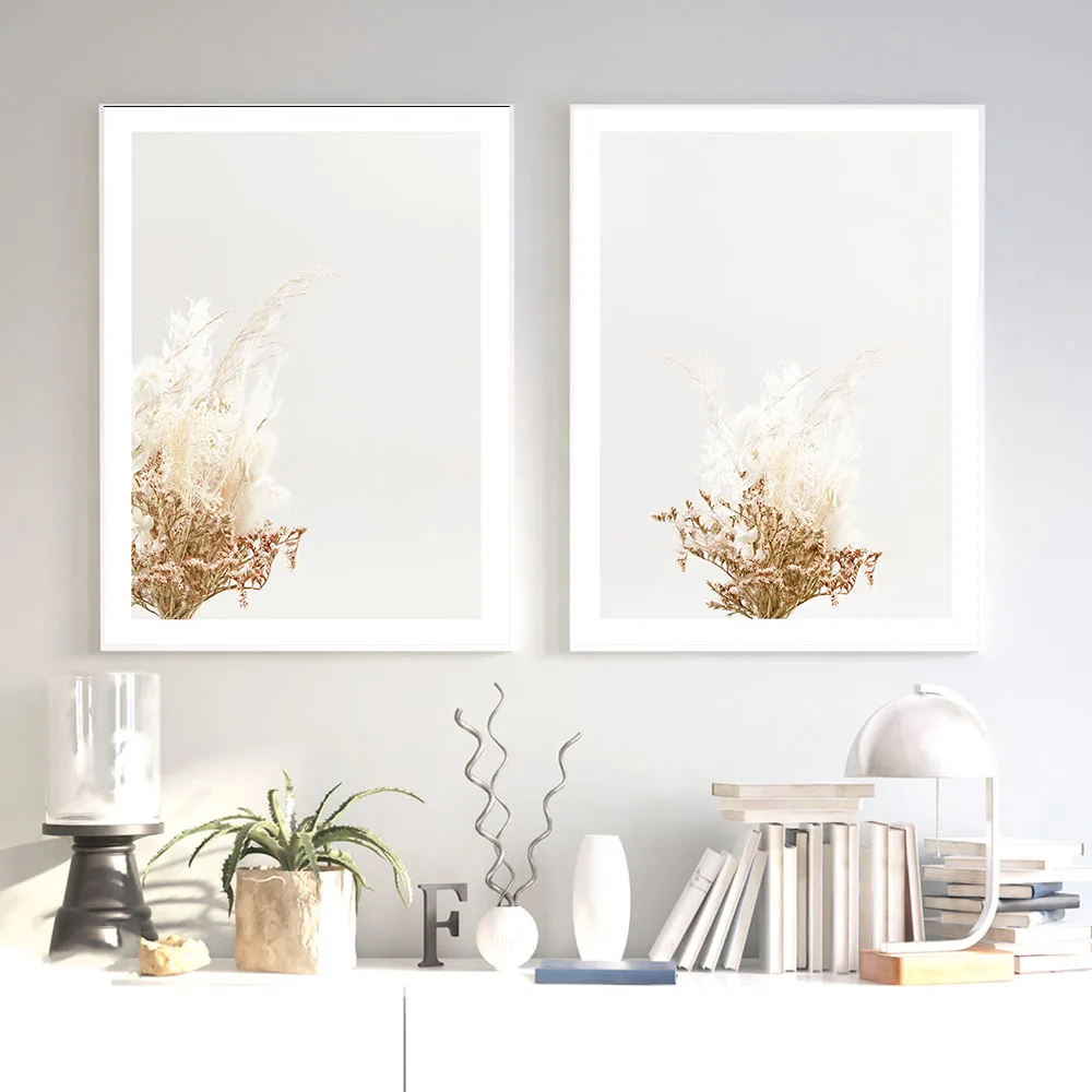 

Botanical Poster Dried Grass Canvas Painting Minimalist Beige Art Print Flower Modern Wall Picture For Living Room Home Decor