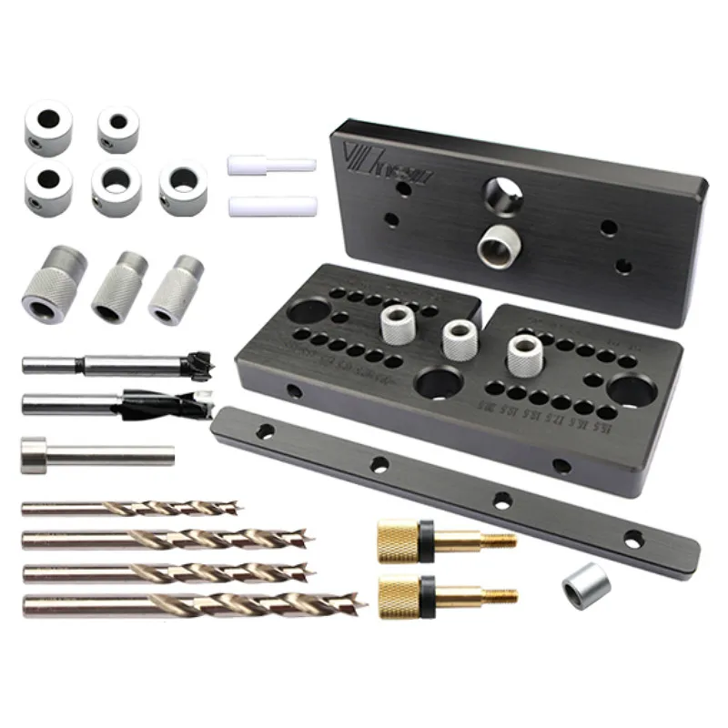 

3 In 1 Woodworking Dowel Jig Set Drill Guide Dowelling Jig Master Kit Locator for 6/8/10mm Dowels Circular Tenon Hole Locator