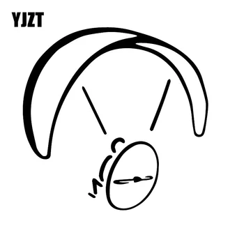 

YJZT 16CM*16.3CM Creative Fun Car Fashion Car Sticker Paragliding Adventure Pattern Decals Black/Silver C30-0599