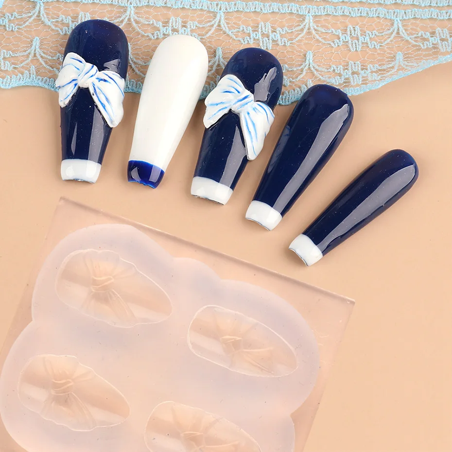 Butterfly Nail Art Carving Mold Bow-knot Nail Stamping Plate 3D Silicone GEl Polish Mould Manicure DIY Nail Tools 4