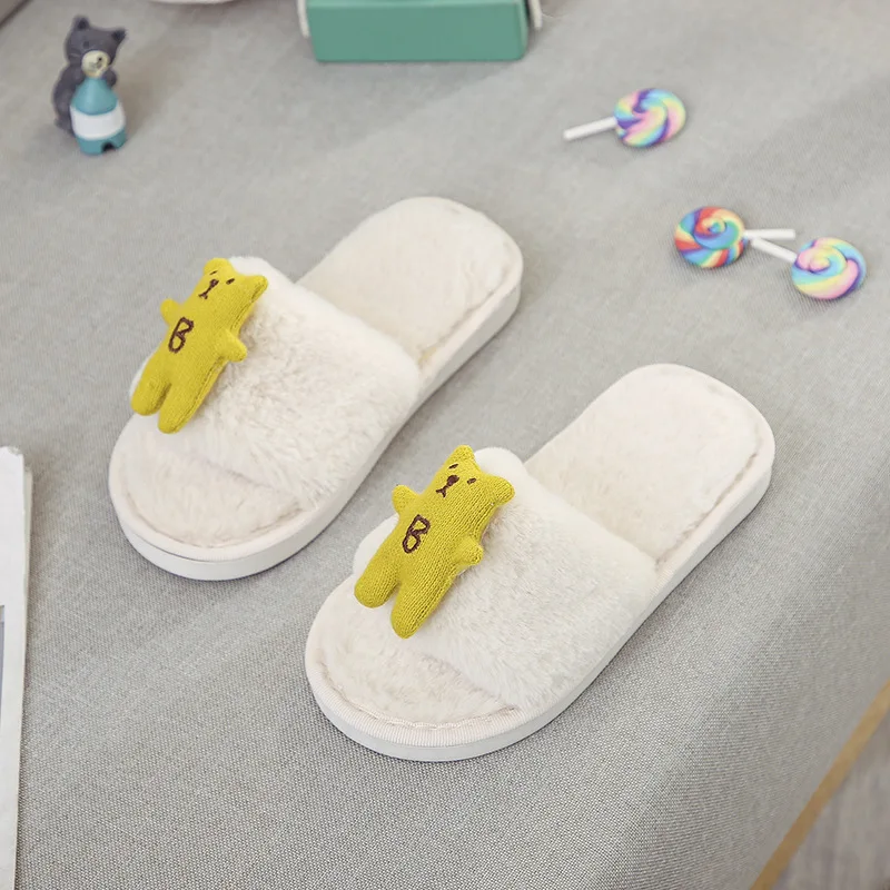 

X New Style Cotton Slippers Women's Autumn & Winter Household Plush Slipper Parent And Child-Children BB Bear Plush Slipper Anti