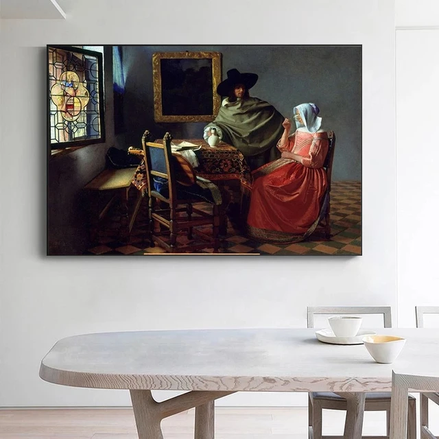 Vermeer Wein Glas Hause Wand Porträt Wohnzimmer für - Wand Bilder Dekoration Poster Gemälde Leinwand Drucke AliExpress Kunst und Cuadros