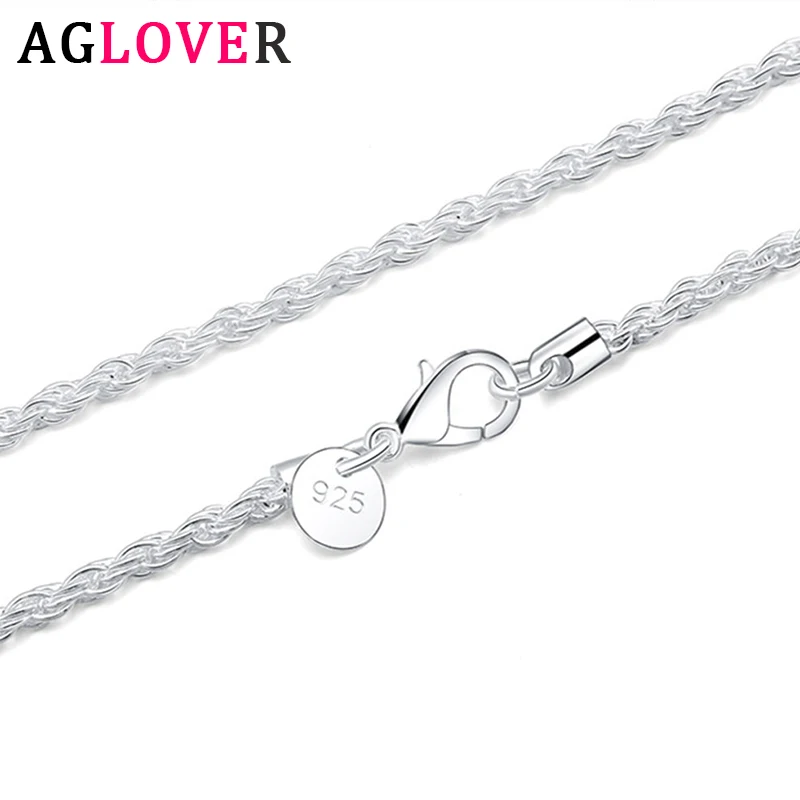 Chain Necklace Wedding-Jewelry 925-Sterling-Silver AGLOVER Fashion Woman 3MM for Gift