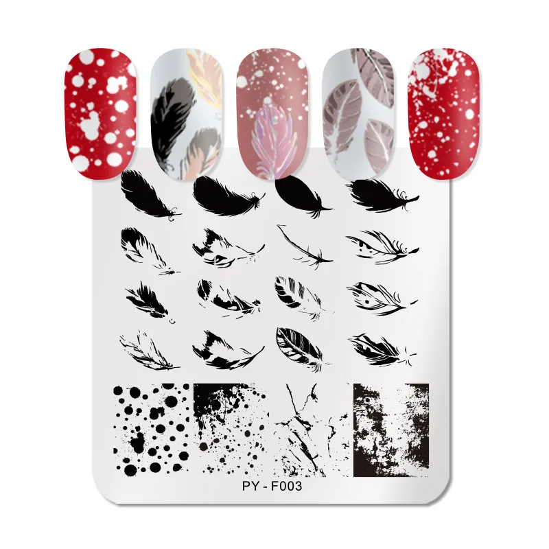 PICT вам ногтей штамповки пластины цветок Прямоугольник из нержавеющей стали ногтей трафареты изображений штамповки шаблон - Цвет: PY-F003