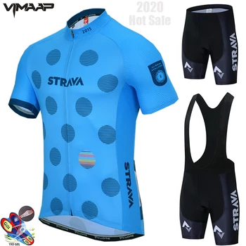

2019 STRAVA Short Sleeve Jersey Cycling Clothing Breathable Bicycle Ropa Ciclismo Bicycle Jersey set Yellow Fluorescent