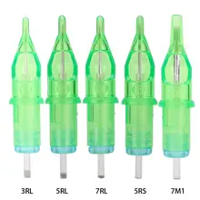 10 Pcs/Set Green Disposable Sterile Tattoo Needle Semi-Permanent Microblading Tattoo Eyebrows Supply 3RL / 5RL / 7RL / 5RS / 7M1