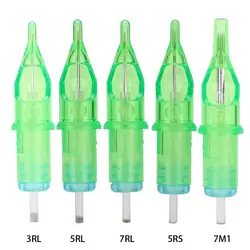 10 Pcs/Set Green Disposable Sterile Tattoo Needle Semi-Permanent Microblading Tattoo Eyebrows Supply 3RL / 5RL / 7RL / 5RS / 7M1