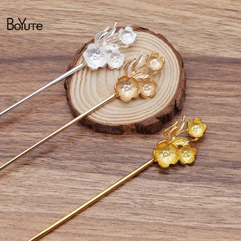 

BoYuTe New Arrive (5 Pieces/Lot) Metal Alloy Flower Hair Stick Diy Jewelry Accessories Retro Hair Jewelry Materials