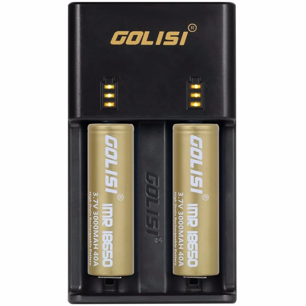 GOLISI O2 2 слота 2A смарт-зарядное устройство Быстрая зарядка для литий-ионных аккумуляторов 18650 26650 AA AAA Ni-MH NI-CD